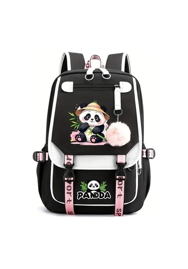 Dream011 Moda Yaratıcı Pembe Panda Desenli Tip A Sırt Çantası Büyük Kapasiteli Ayarlanabilir Askılı Günlük Kullanım İş Ve Seyahat İçin İdeal Pembe