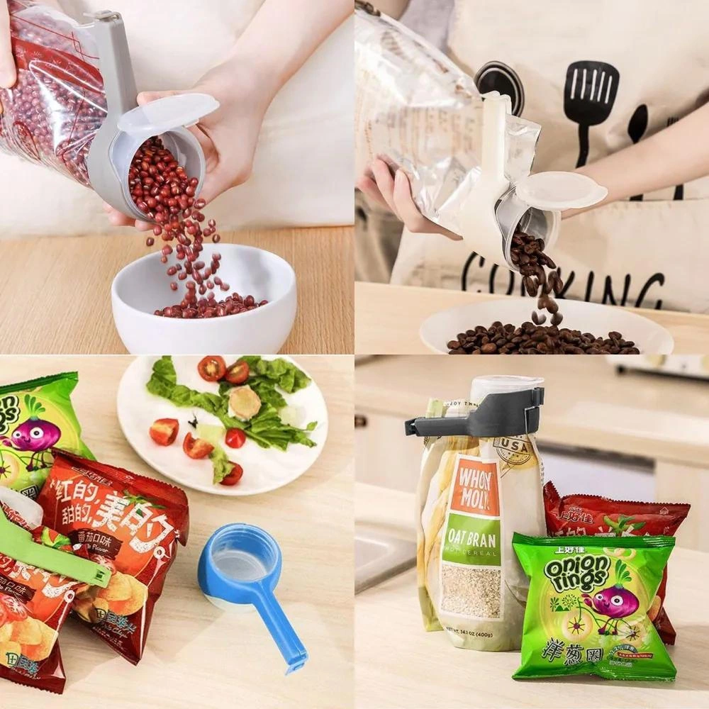 Youmex 4'lü Ev Fanteziği Mutfak Klips Seti - Sağlıklı Saklama, Kolay Dökme, Çeşitli Paketler İçin Dayanıklı Plastik Beyaz + Mavi + Yeşil + Gri