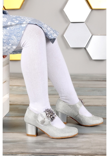 Angelina Günlük Kız Çocuk 4 Cm Topuklu Abiye Ayakkabı Sedef