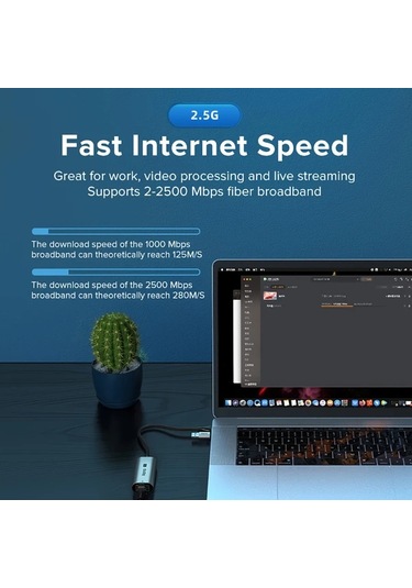 Xuweiwei Llano Lcn2500g Usb 3.1 Rj45 Gigabit Ethernet Adaptör Oyun Ve Canlı Yayın İçin Uyumlu