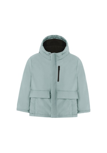 Kız Çocuk Mint Yeşili İçi Kürklü Su Ve Rüzgar Geçirmez Kapüşonlu 3 Cep Kışlık Mont Mint Yeşili
