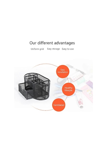 Ganzhoushop Metal Örgü Kalem Saklama Düzenleyici Çeşitli Eşyalar Saklama Kalemlik Çalışma Alanı Malzeme Düzenleyicileri Yetişkinler Çocuklar İçin Kırtasiye Çok Renkli