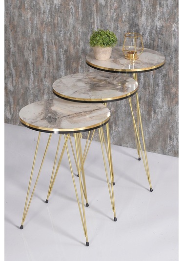 Zigon Sehpa Çift Gold Efes Tel Çok Renkli