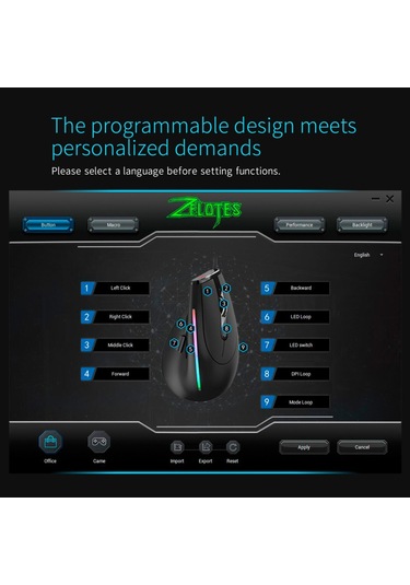 Reedark T-50 Dikey  Kablolu  9 Tuş Rgb Optik  6 Vites DPI Ergonomik Tasarım Siyah