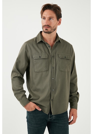 Buratti Pamuklu Çift Cepli Regular Fit Erkek Gömlek Cf25W128858 Haki