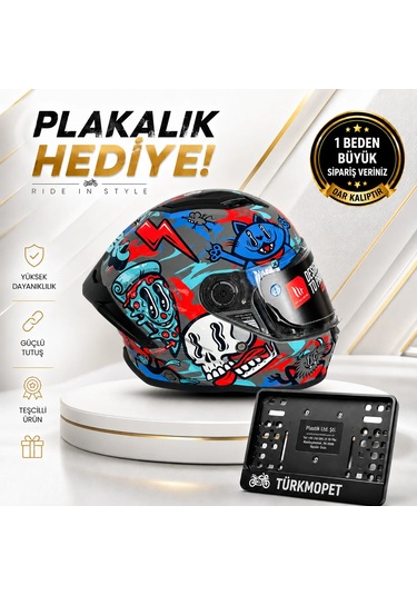Mt Helmets Stinger 2 Solid Güneş Vizörlü Full Face Kapalı Kask + Plakalık Kırmızı