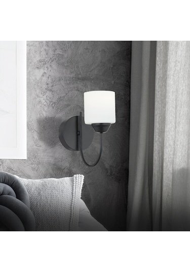 Esila Siyah Boyalı Duvar Lambası Yatak Odası-Yatak Başı-Banyo İçin Modern Aplik Siyah