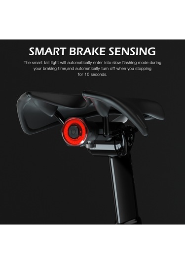 Meroca-akıllı Bisiklet Arka Lambası Arka Fren Lambası Su Geçirmez Y19019b-2 Siyah
