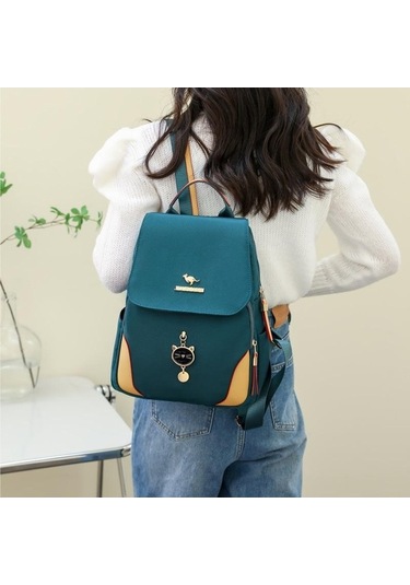 Luckydog Lacivert Kadın Moda Çok Yönlü Naylon Sırt Çantaları Su Geçirmez Büyük Kapasiteli Bayanlar Okul Çantaları Kadın Seyah Lacivert