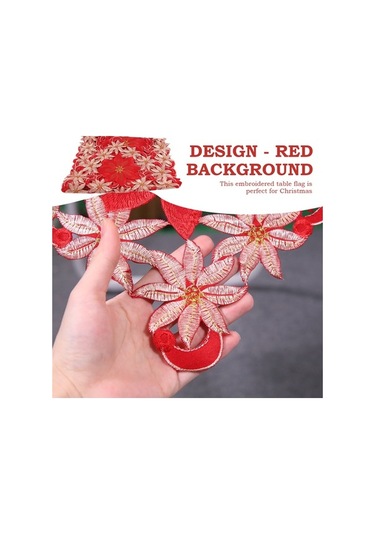 Ulzyvf Restoran Partisi Örtüsü, Noel Masa Kırmızı İşlemeli İnç İçin, 15x70 Bl Kırmızı
