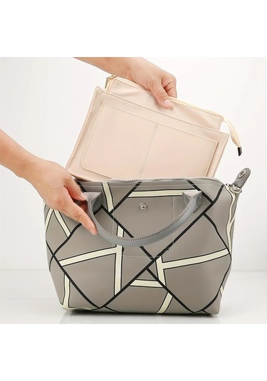 Fochsia Mikro Beyaz L Büyük Cep Katlanır Nylon El Çantası Saklama Torbası Gümüş Eskitme