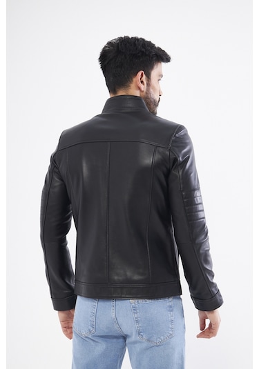DERİNS DER134 Hakiki Deri Erkek Siyah Mont Siyah