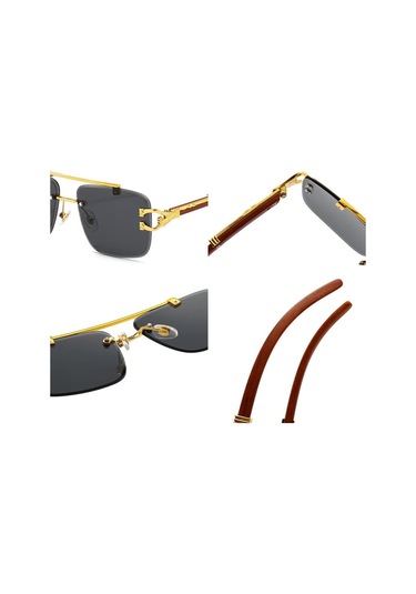 Retro Baskı ÇerçevesizKare Güneş Gözlüğü Kadın Altın Aslan Dekorasyon Güneş Gözlükleri Erkek Gölgelikler Şeffaf