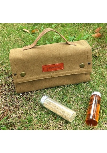Ulzyvf Taşınabilir 10'lu Baharat Seti Reedark Kamp Dış Mekan Çantası Haki - Pu Haki Haki