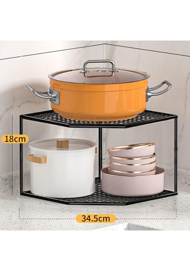 Homyl Mutfak Depolama Rafı Köşe Raf Standı Tezgah Dolabı Siyah