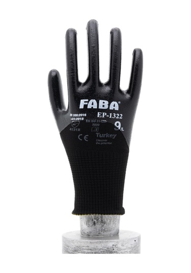 Faba Ep-1322 Siyah Nitril Polyester Eldiven-l