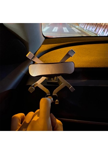 Hombey Tesla Model Y/3 2021 Sol Tarafta Telefon Tutucu - Abs Plastik Siyah Araç Telefon Tutucu Siyah