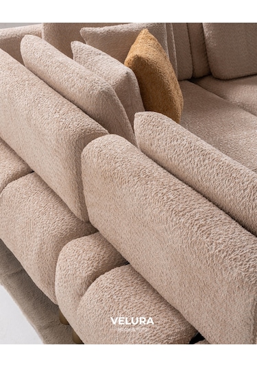 Balance Modüler Köşe Koltuk Takımı & Oturma Grubu Bej Ceviz