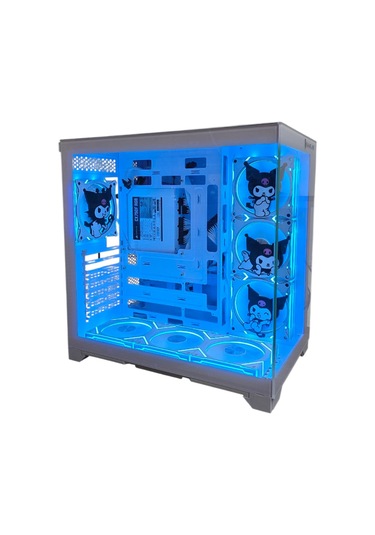 Kuromi Karakterli 7 Argb Fanlı Beyaz Akvaryum Kasa