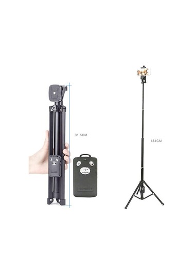 Cbtx Yunteng 1688 Selfie Stick Tripod Bluetooth Uzaktan Kumanda Kamera Standı Pembe