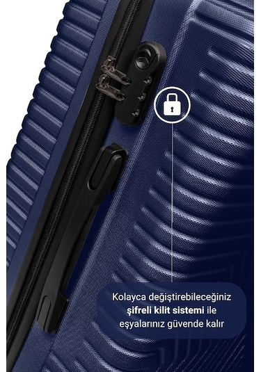 G&d Polo Suitcase Abs 3'lü Lacivert Lüx Valiz Seyahat Seti 600.04-set Lacivert