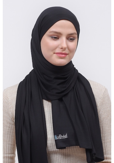 Altobeh  Tesettür Kadın Düz Renk Penye Şal Hijab - Siyah