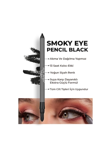 Alix Avien Uzun Süre Kalıcı Suya Dayanıklı Bulaşmayan Siyah Göz Kalemi Smoky Eye Pencil Pencil Black