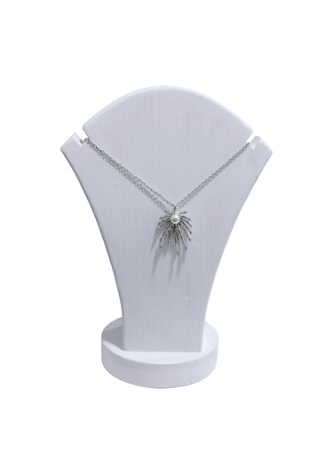 Kadın İncili Taşlı Gümüş Renk Çelik Kolye Çelik