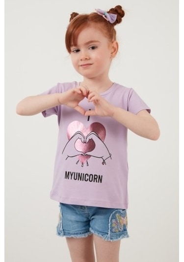 Lela Baskılı Bisiklet Yaka Pamuklu Kız Çocuk T Shirt 6211027 Lila Lela Baskılı Bisiklet Yaka Pamuklu Kız Çocuk T Shirt 6211027 Lila