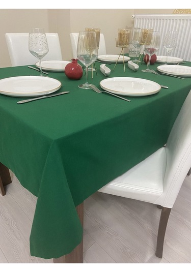 Sıvı Geçirmez Dertsiz Masa Örtüsü Koyu Yeşil 25 Parça