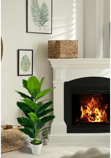 Yapay Çiçek Starliçe 80cm 23 Yapraklı Salon Çiçeği Beyaz Saksılı Yapay Bitki