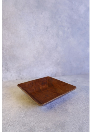 Justwood 4 Lü Ligna Melamin Ahşap Rölyefli 18x18 Cm Salata Tabağı, Sunum Tabağı, Çerez Tabağı, Sunumluk, Kase Koyu Kahverengi