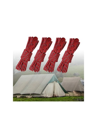 Suntek 4x Kamp Çadır Kordonları Yürüyüş Piknik Kırmızı Kırmızı