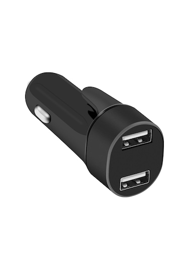 Shineyee C5191 Siyah Abs Ve Aluminyum Oto Şarj Cihazı, 12-24v Giriş, 5v/3.1a Toplam Çıkış, Çift Usb Port Tek Portta 2.4a