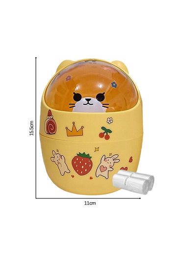 Suntek Mini Çöp Kutusu Ev Kalemlik Sepeti Minik Konteyner Sarı Ayı Sarı