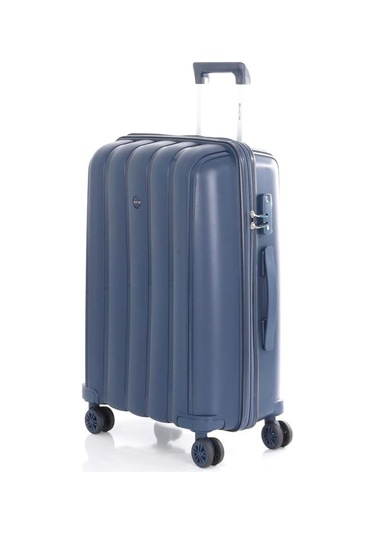 Mçs Bavul Orta Ve Kabin 2li Set Kırılmaz Silikon Valiz V305 Laci Lacivert