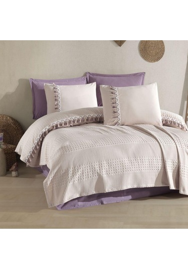 Clasy %100 Pamuk Çift Kişilik Pike Takımı Bohamline Taş