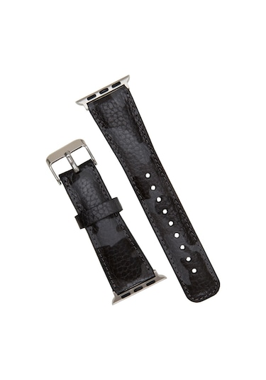 Bouletta Apple Uyumlu  Watch 42-44-45 MM Deri Kordon Kamuflaj Gri