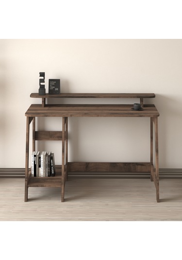 Country Ergonomik Çalışma Masası, Modern Bilgisayar Masası - Antik Ceviz