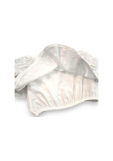 İspanyol Paça Pantolonlu Keten Kız Çocuk Takım Beyaz