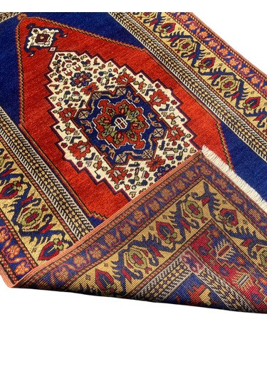 El Dokuma Sıfır Taşpınar Halısı 114x200 Lacivert Kiremit Kök Boya Kiremit