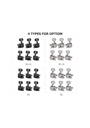 Neevoyu Elektro Gitar Tünç Aleti Yarı Kapalı Siyah 6 Sağ Tel Düğmesi, Akıcı Devir, Sabit Tutma, Kolay Kurulum Novella
