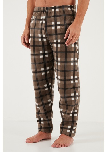 Buratti Ekose Regular Fit Bisiklet Yaka Kışlık Polar Erkek Pijama Takımı 609610013W4 Camel