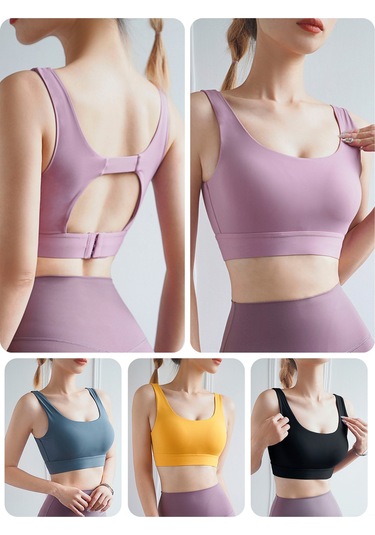 Geeroyoo U Yaka Spor Sütyen - Yoga Ve Günlük Kullanım İçin Pedli, Arkası Kesik, Geniş Bant, Xl Beden, Gri Gri