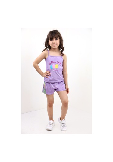 Toontoy Kids Toontoy Kız Bebek Baskılı Şortlu Takım Lila