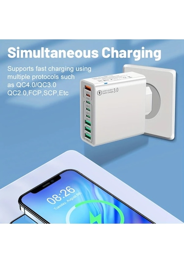 Xuweiwei Kaxoe 45w Çoklu Bağlantı Hızlı Şarj Cihazı Sarı Usb C Duvar Adaptörü Qc 3 0 Iphone Samsung Uyumlu İçin Sarı