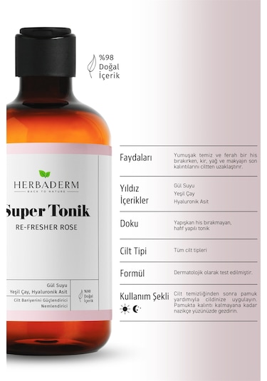 Herbaderm Re Fresher Rose Bariyer Güçlendirici Super Tonik 250 Ml