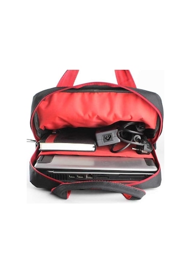 Case Club Slim Siyah Beyaz Detaylı Mat Destekli Omuz Askılı 15 İnç Laptop Bölmeli Sırt Siyah - Beyaz