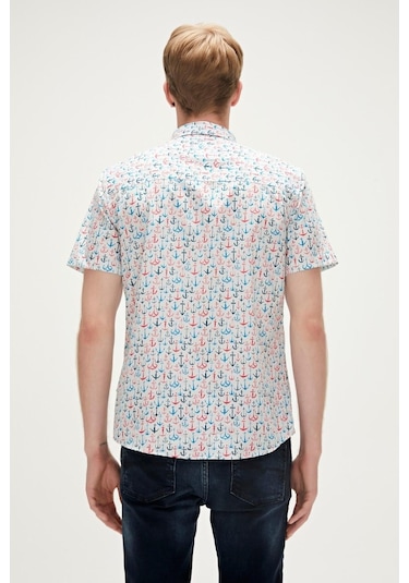 Bad Bear Anchor Erkek Beyaz Desenli Gömlek 230130001-WHT Beyaz
