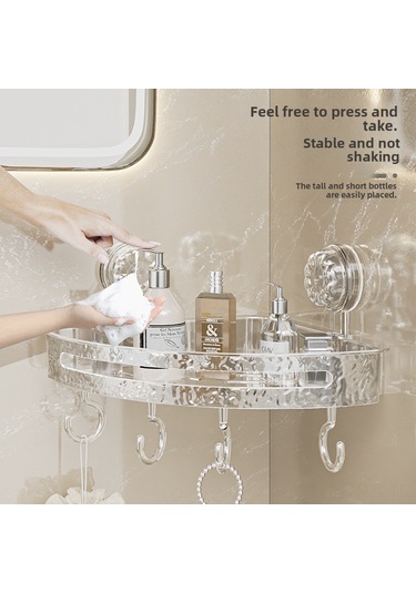 Reedark Banyo Tuvalet Duvarlı Taşınabilir Sıralama Rafı - Delme Yok Süction Cup Açık Beyaz Kareli Plastik Konforlu Depolama Diğer